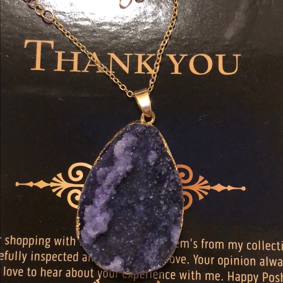 Brazilian Druzy Natural Stone Pendant necklace. - Picture 3 of 8